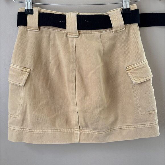 PacSun Women’s Size 25 Tan Cargo Skirt Belted Pockets Utility Mini Casual Chic - Picture 5 of 7